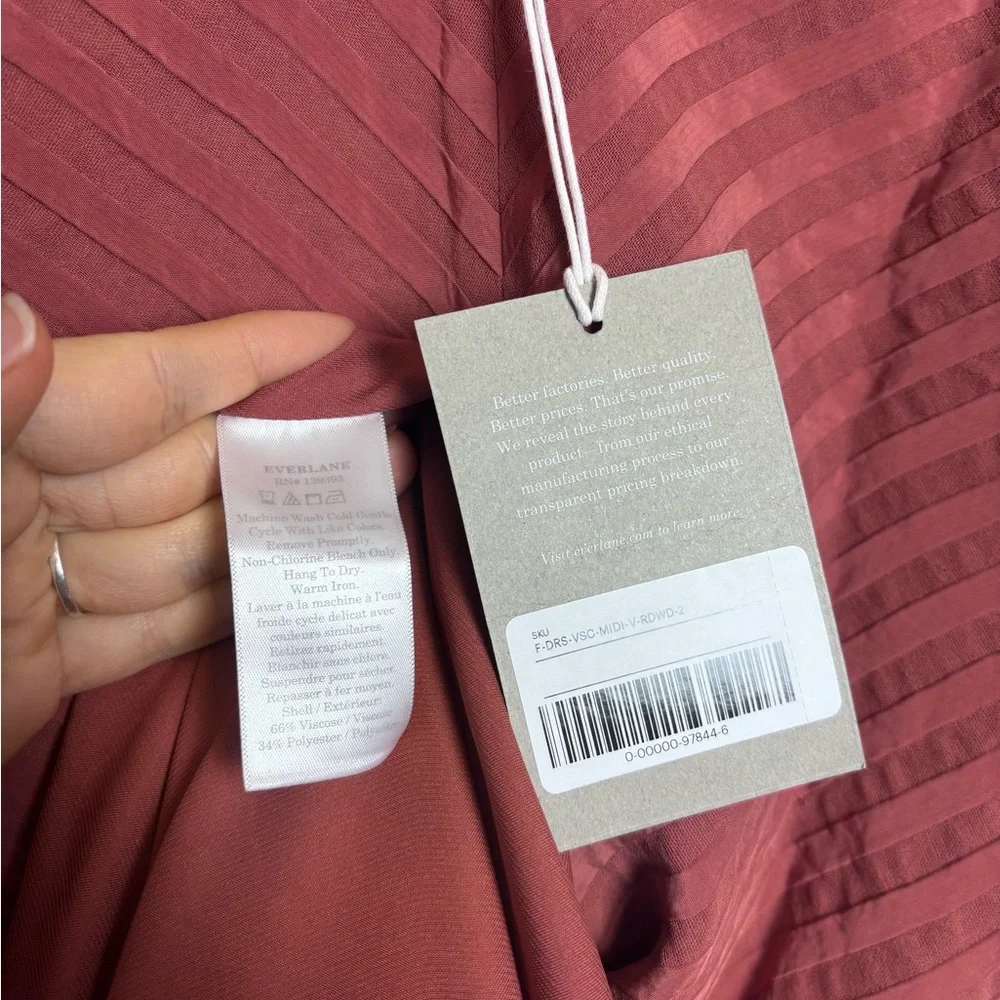 Everlane NWT Rust Colored City Striped Sleeveless V-neck Midi Dress - Picture 7 of 12